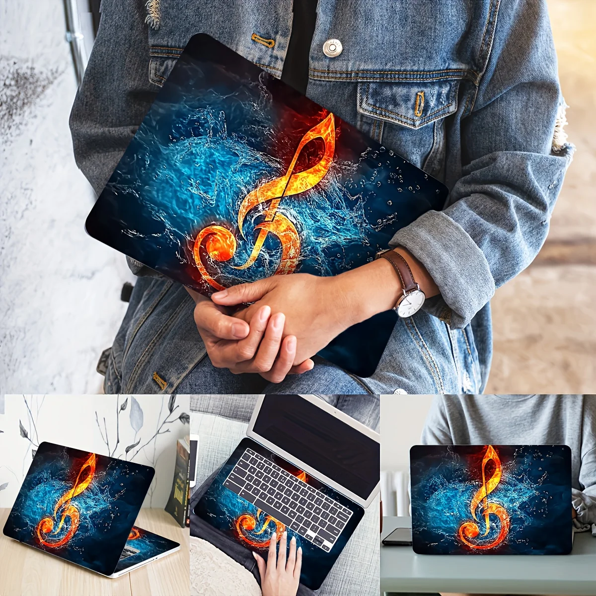 

2 pieces of vinyl notebook computer leather stickers, self-adhesive waterproof and scratch resistant stickers