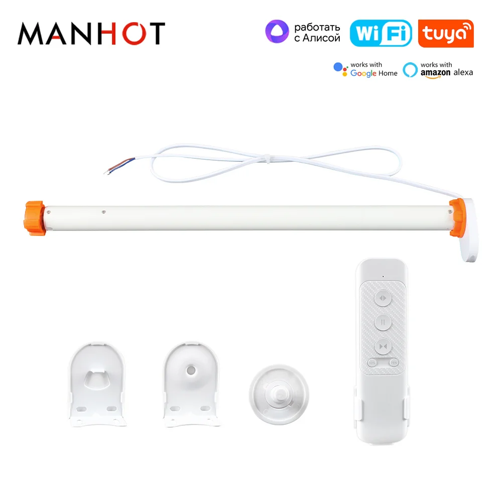 Manhot WiFi Smart Roller Shade Motor for 36mm 37mm Tube Support Alexa GoogleHome Tuya Smart Life APP Remote Control Blind Motors