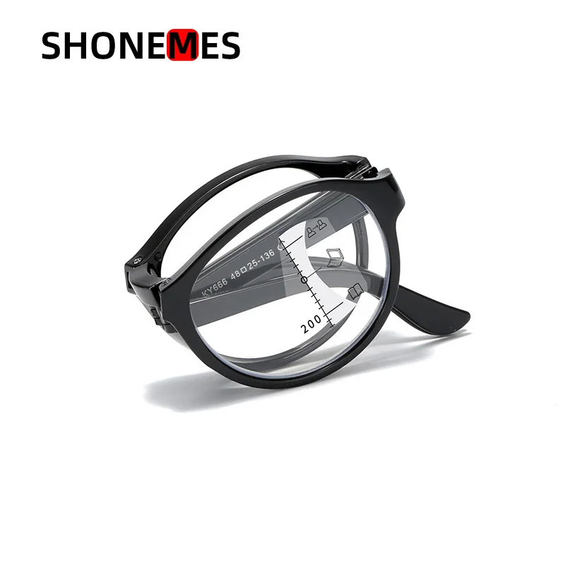 Shonemes faltbare progressive multifokale Lesebrille, leicht zu tragen, Anti-Blaulicht-Presbyopie-Brille, Dioptrien + 2, 2,5, 3 4