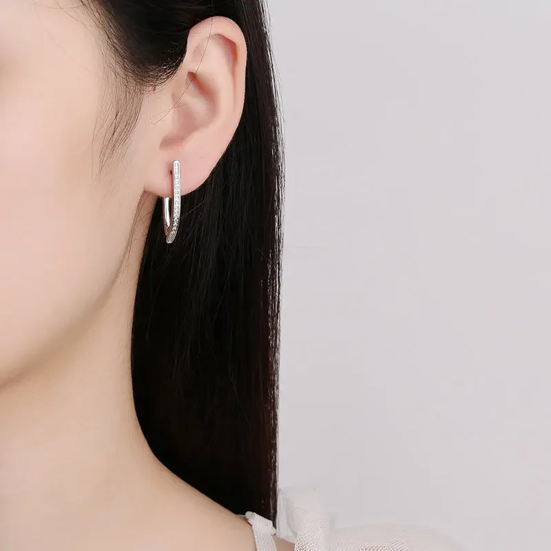 925 Sterling silver 18K gold Wedding Shiny crystal diamond earrings for Women Luxury Fashion Party  Accessories Jewelry