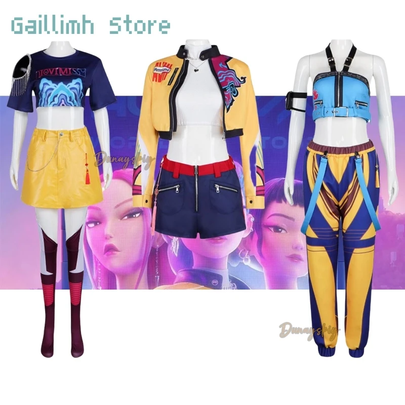

KPOP Huntrix Rumi Mira Zoey Cosplay Costume New Uniform Top Skirt Demon Hunters Superstar Girl Women Set Halloween Carnival