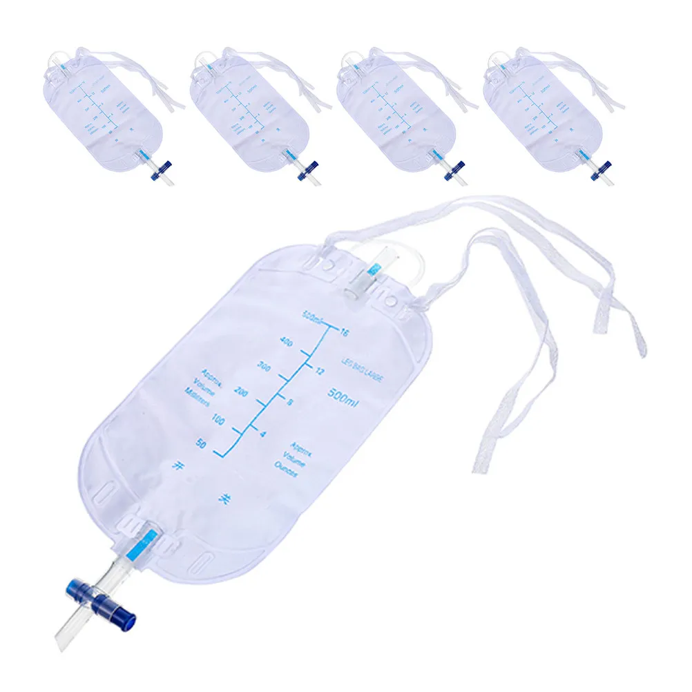5Pcs Long Catheter Urine Leg Bags Disposable Urinary for Men Postoperation Use Outdoor Camping Patients Drainage