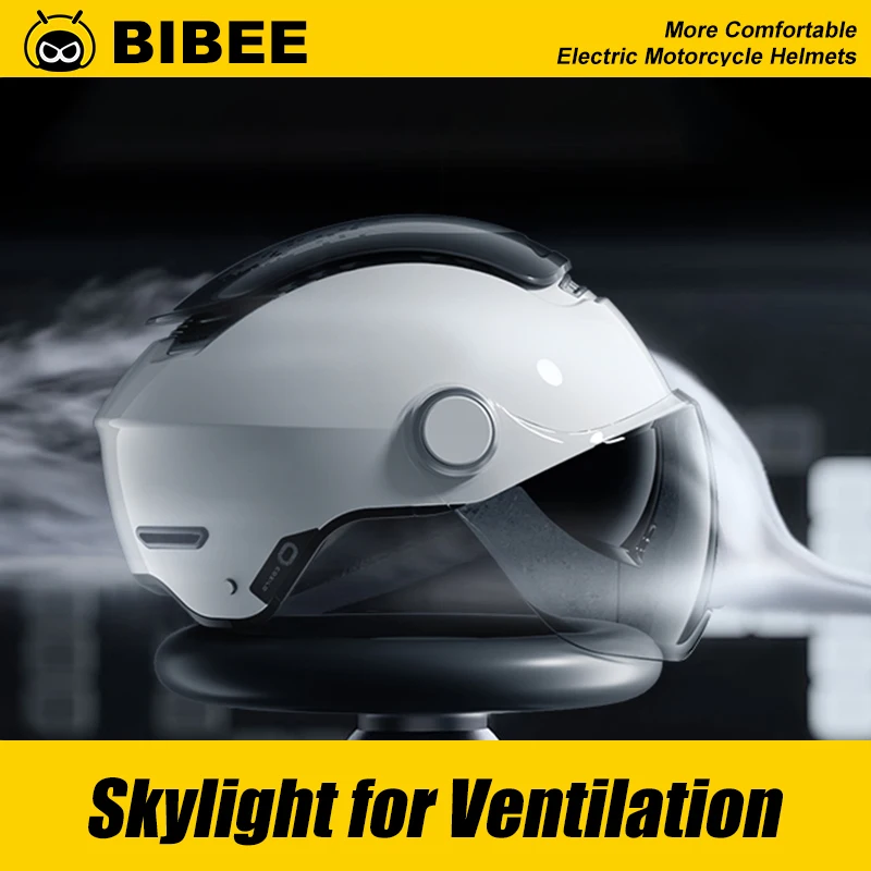 

BIBEE Electric Motorcycle Helmet Summer Breathable Electric Bike Open Face Helmet Men Women Dual Lenses Jet Scooter Half Helmets