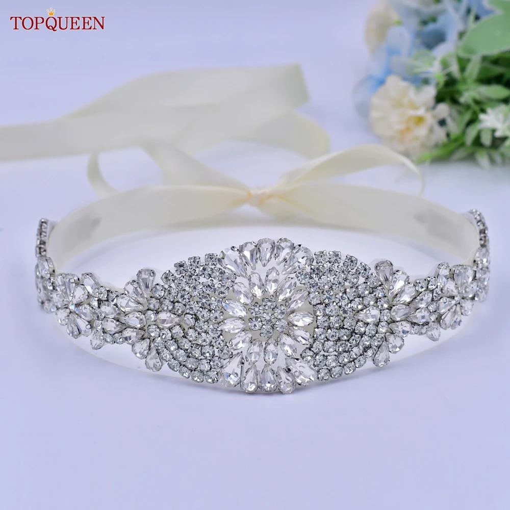 TOPQUEEN-Cinturón de lujo S123 para mujer, faja completa de diamantes de imitación para vestido de novia, accesorios de dama de honor, apliques de Joya, faja de caftán