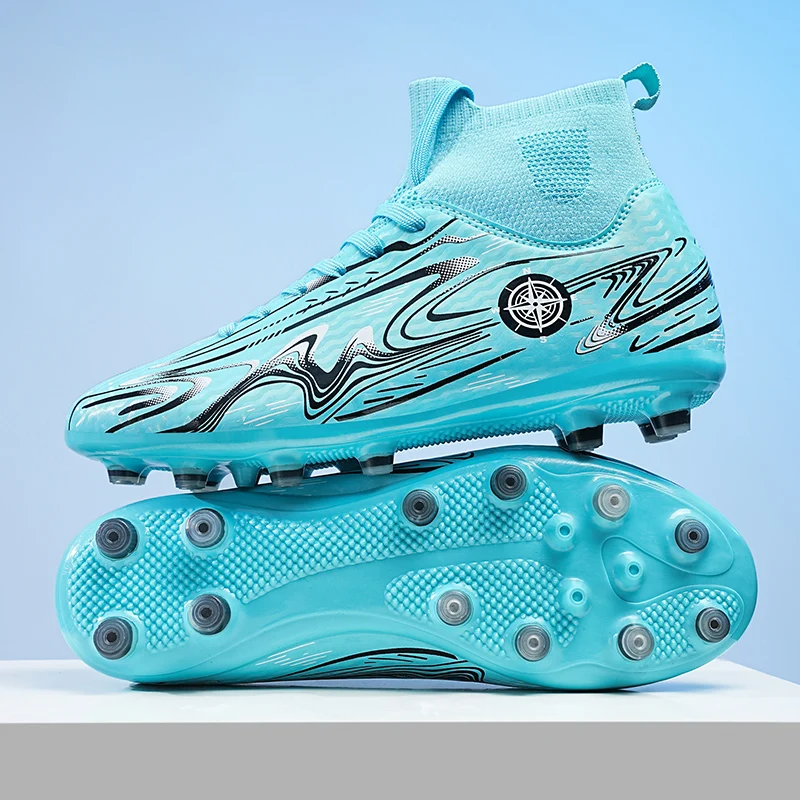 

A pair of children's four-season leather football shoes with long studs, wear-resistant soccer shoes, sizes 32-46，MZ-2801