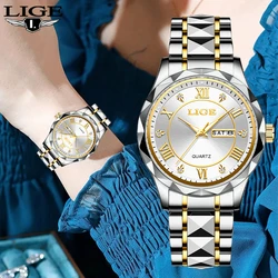 LIGE Fashion Luxury Waterproof Watch for Women Luminous Date Stainless Steel Band Quartz Women's Ladies Wristwatches Reloj Mujer