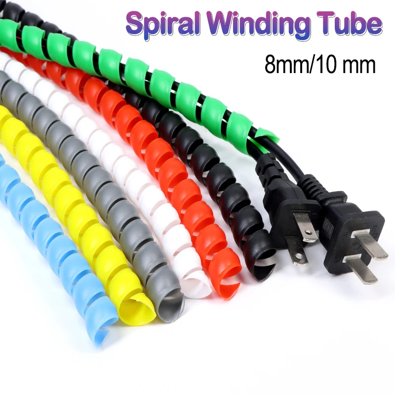 2/5/10M Spiral Winding Tube 8mm 10mm Anti-Bite Flexible Cable Sleeve Protect Wrap Cover Management Wire Protector Line Organizer
