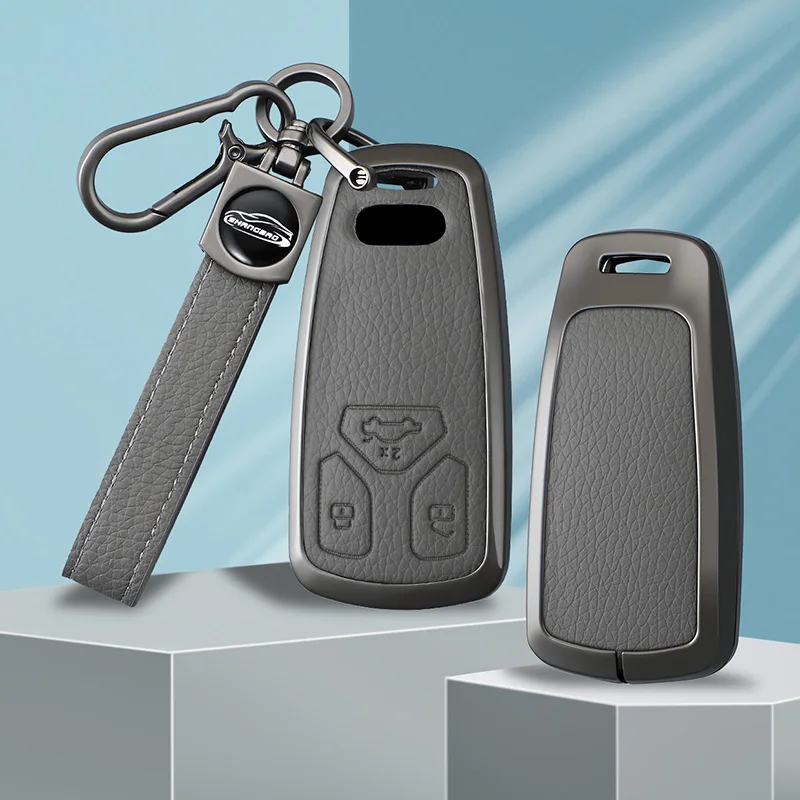 

Zinc Alloy Leather Car Remote Key Case Cover for Audi A4 A4L A5 Q5 Q7 TT TTS 8S B9 2016 2017 2018 Protection Shell Accessories