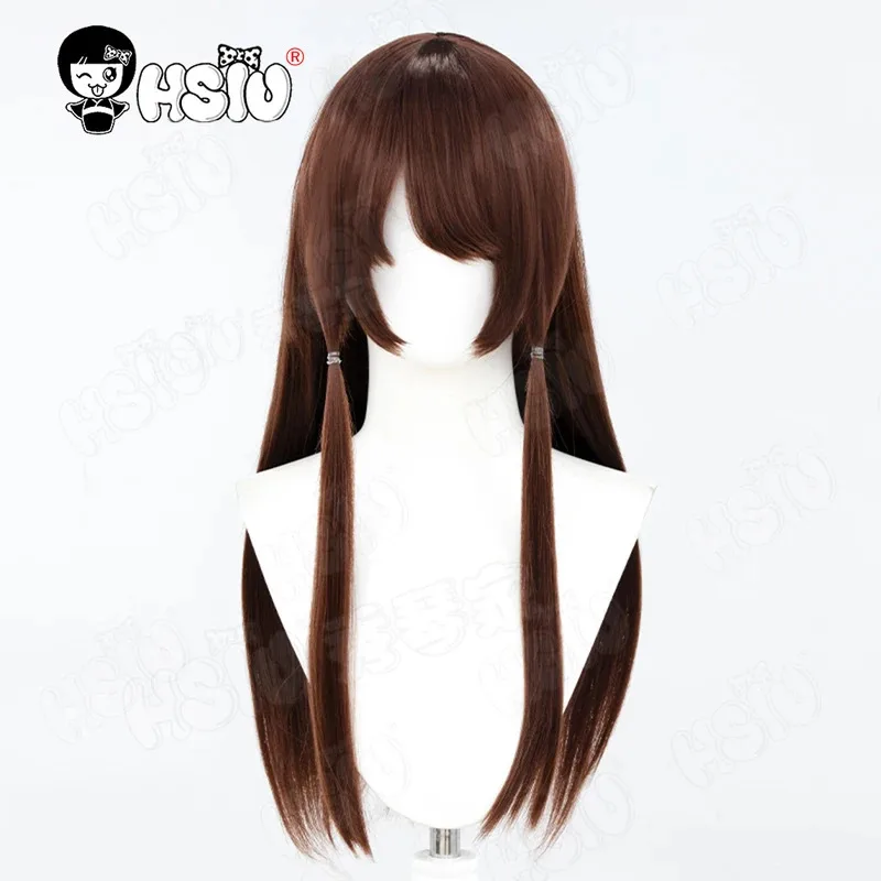 CyHakurei Reimu شعر مستعار تأثيري الألياف شعر مستعار اصطناعي 「HSIU」 60 سنتيمتر بني داكن طويل شعر مستعار + غطاء شعر مستعار أنيمي Touhou مشروع Hakurei Reimu شعر مستعار