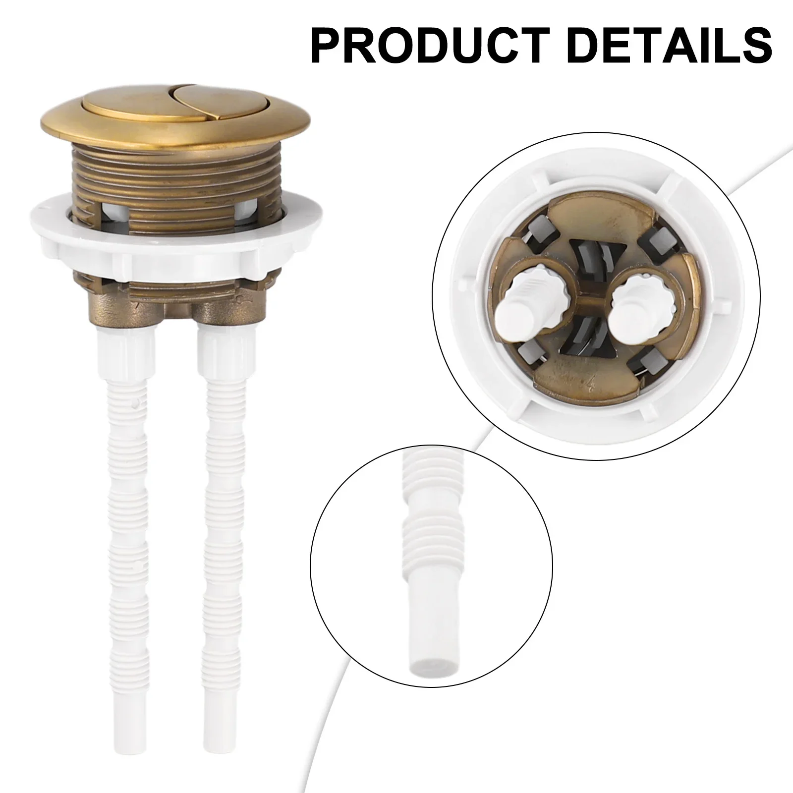 Toilet Flush Cistern Button ABS 38mm Brushed Gold Close Coupled Toilet Flush Cistern Button Seat Water Tank Valve Bathroom Parts