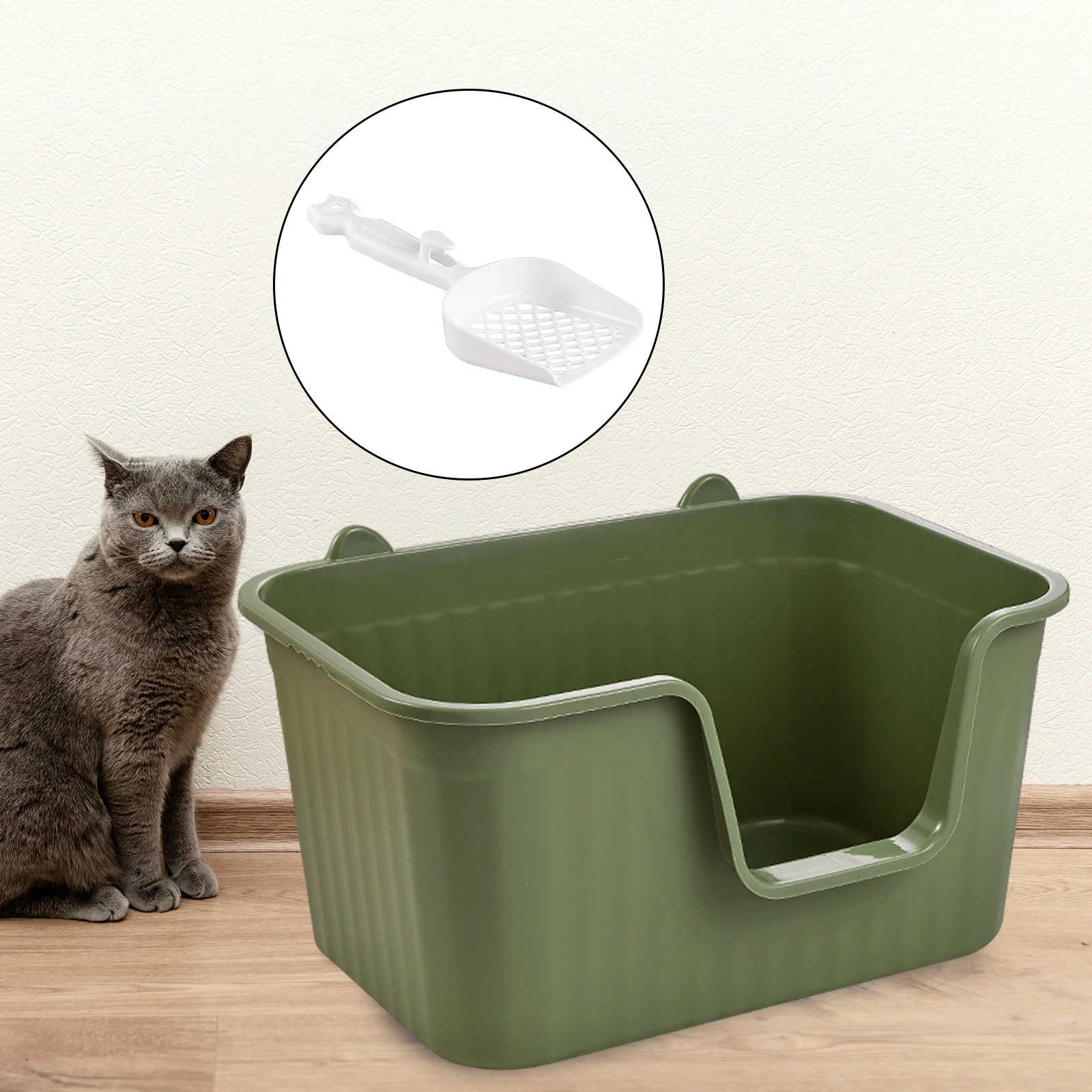 Durable Open Top Pet Litter Tray Cat Sand Box Anti Splashing Kitten Toilet Cat Litter Basin for Indoor Cats