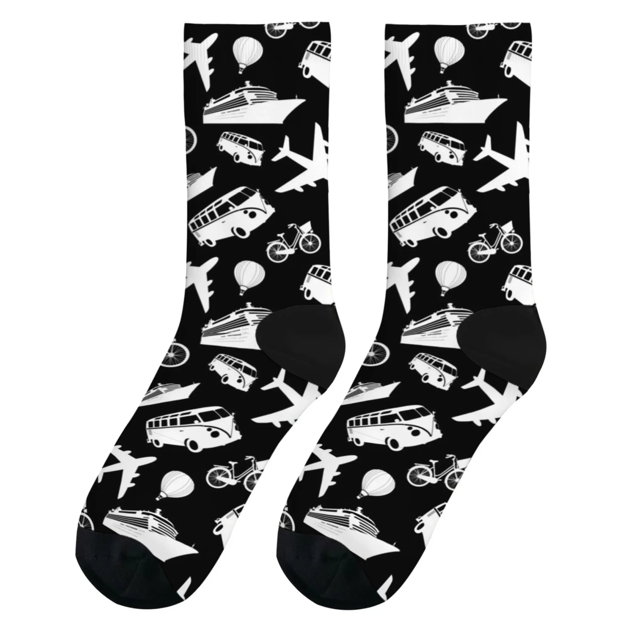 Travel Inspiration Transportation Casual Socks Unisex Novelty Funny Happy Crew Socks Comfortable Breathable Socks Party Gift