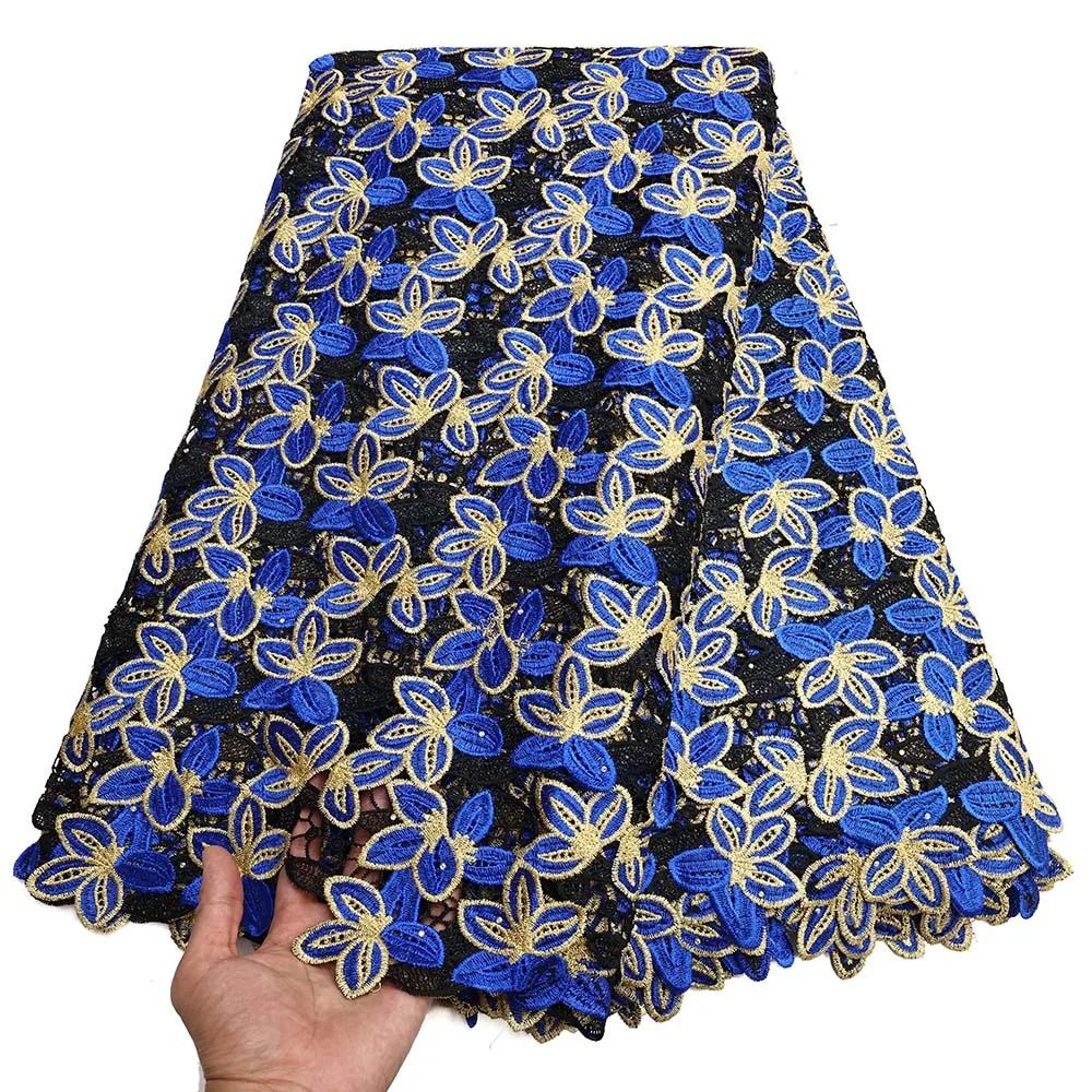 فاخر شبكة ملونة الحبل الدانتيل النسيج Hot البيع 5 ياردة الحليب الحرير الدانتيل الخياطة فستان الزفاف المواد أنيقة للذوبان في الماء الدانتيل