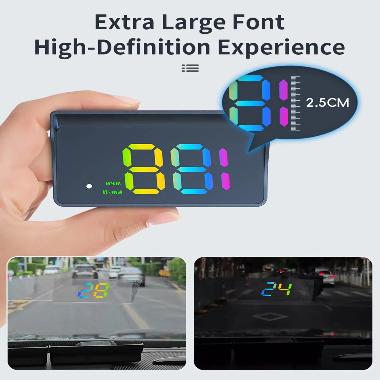 Speedometer for Car Smart Double-Mode Universal Windshield Projector GPS Speedometer MPH for Dashboard Compass Altimeter Clock