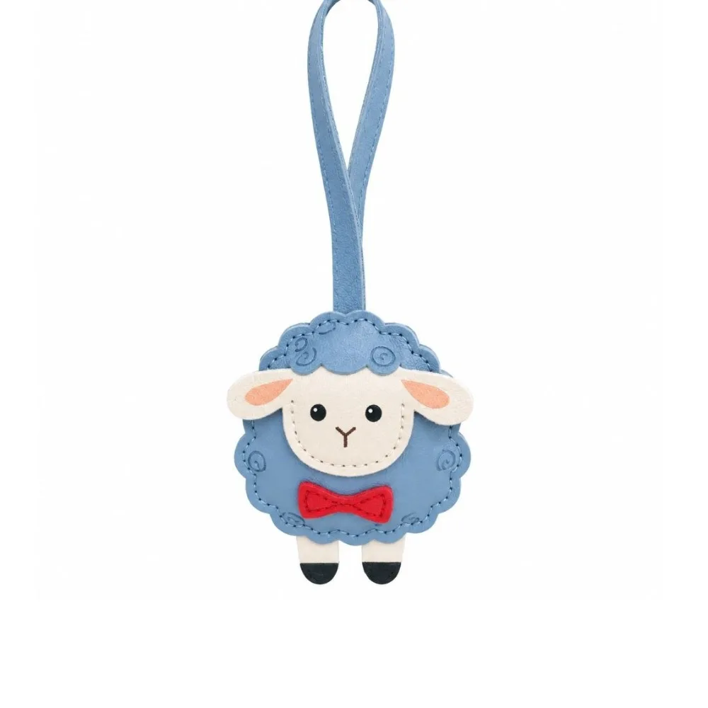 Fashion PU Leather Sheep Keychain Lightweight Soft Lamb Keyring Round Heart Multi-Color Bag Charm Coworker