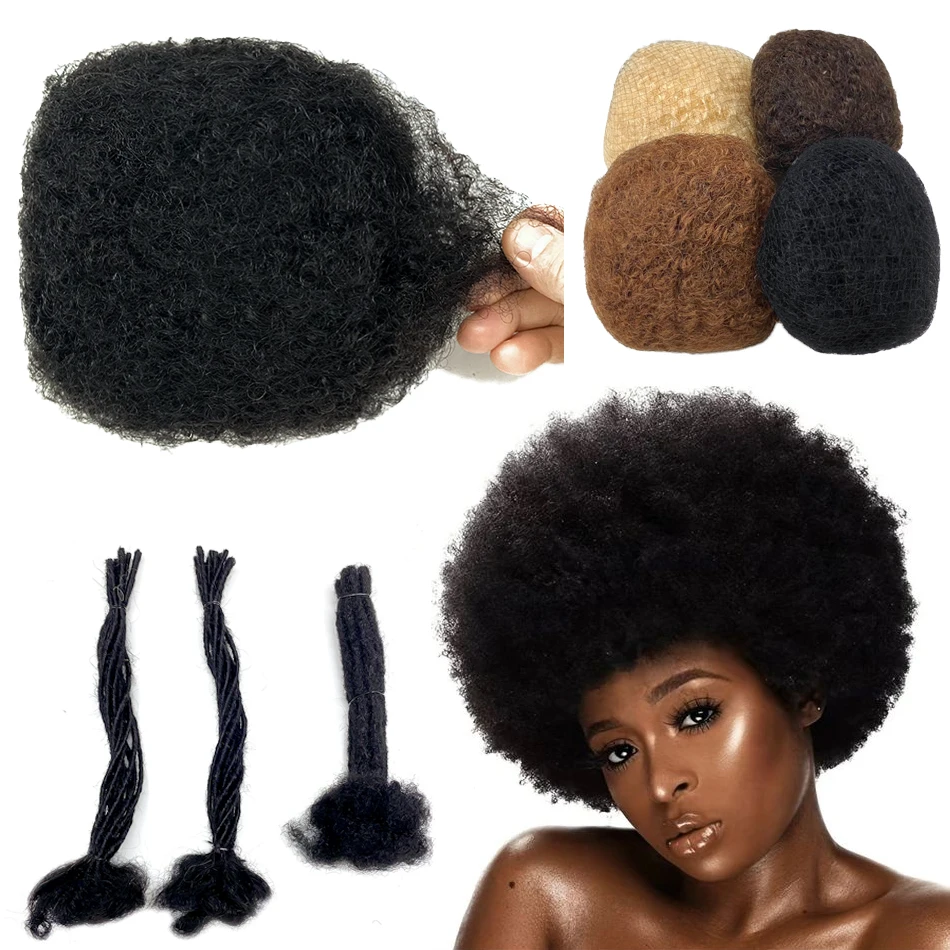 Rambut keriting Afro rambut manusia untuk pria Afro Kinky rambut Putar Afro rambut kepang keriting keriting keriting hitam pirang kepang Crochet