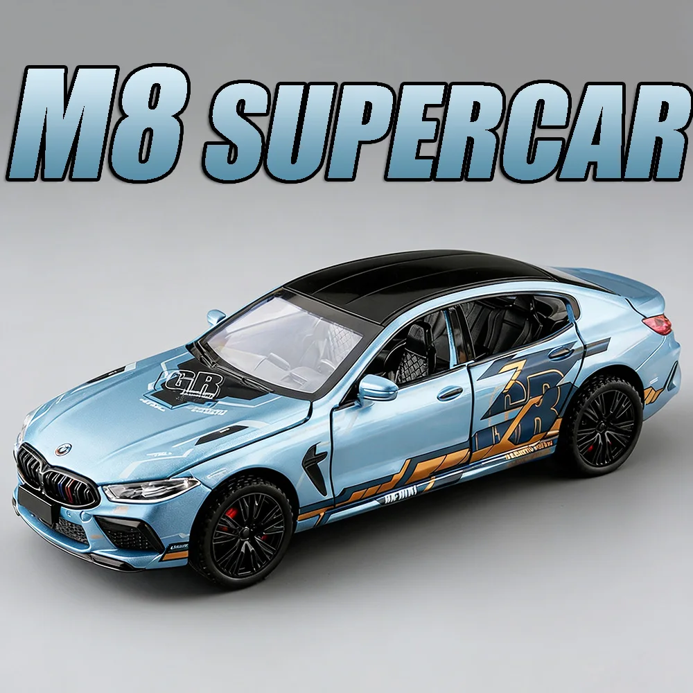 1:32 M8 X3M Model Toy Simulation Cars Alloy Diecast Doors Opened Pull Back Sound Light Exquisite Interior for Kids Edutainment