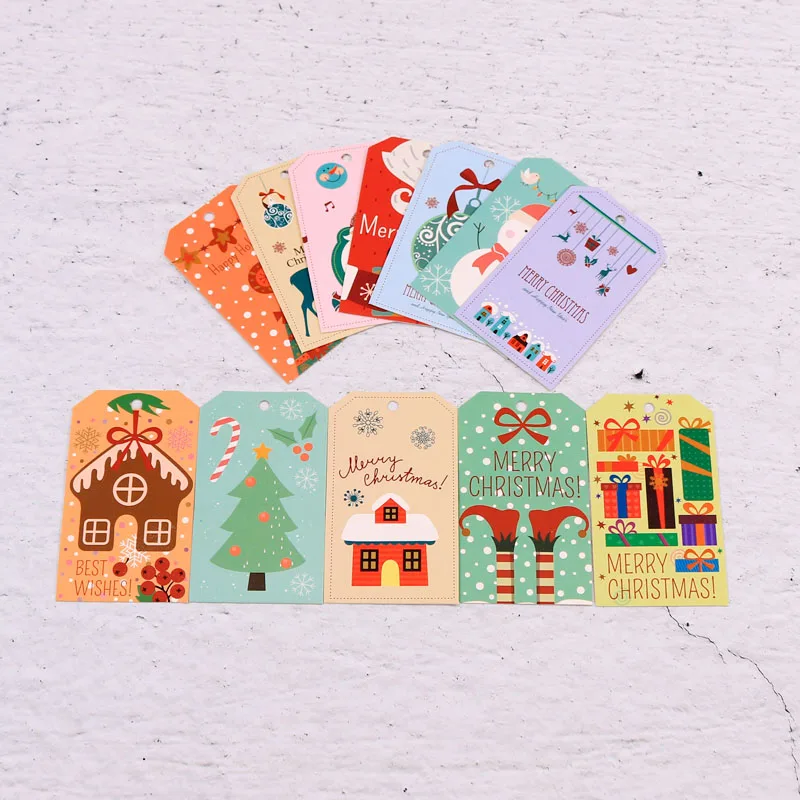 20pcs Christmas Style Various Size Paper Tags Round Luggage Notes Gift Price Tag Christmas Decoration