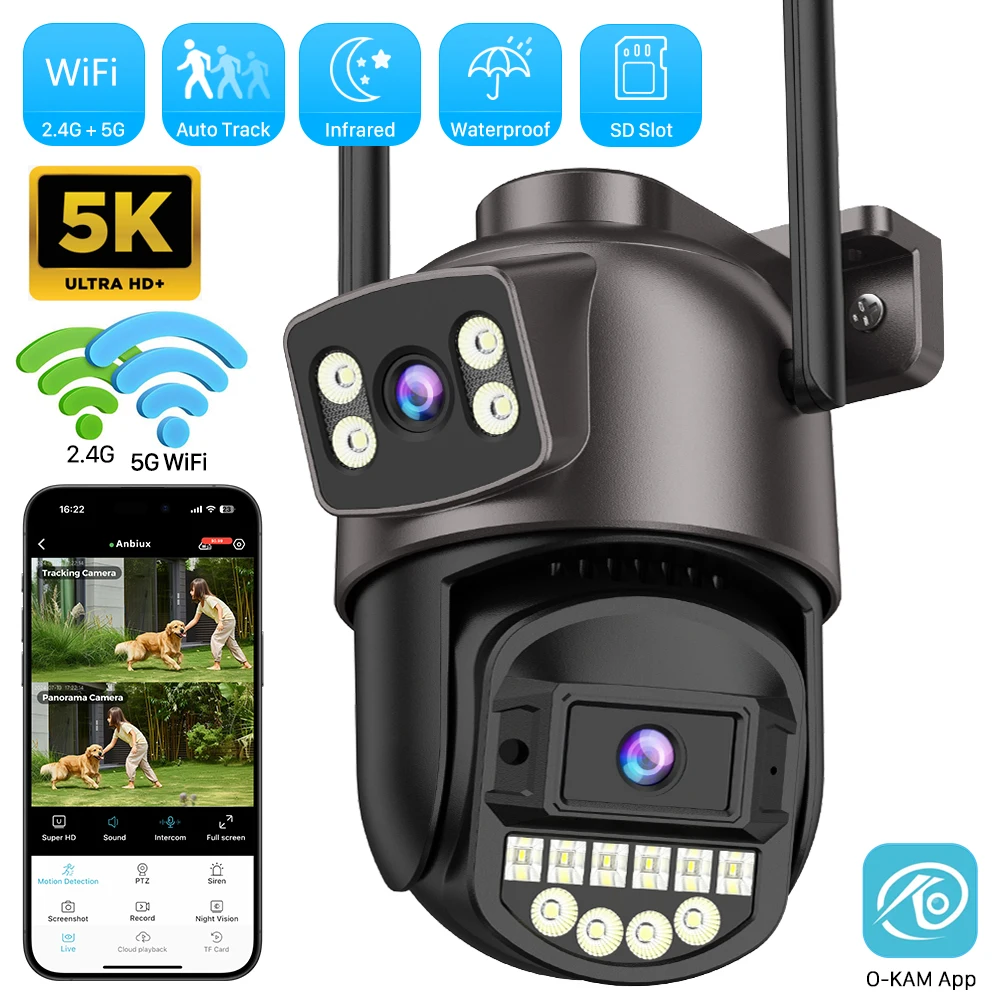 8MP 4K Wifi Street IP camera Dual Lens Dual Screens Outdoor Wireless Camera Ai Auto Tracking CCTV Security Video Surveillance