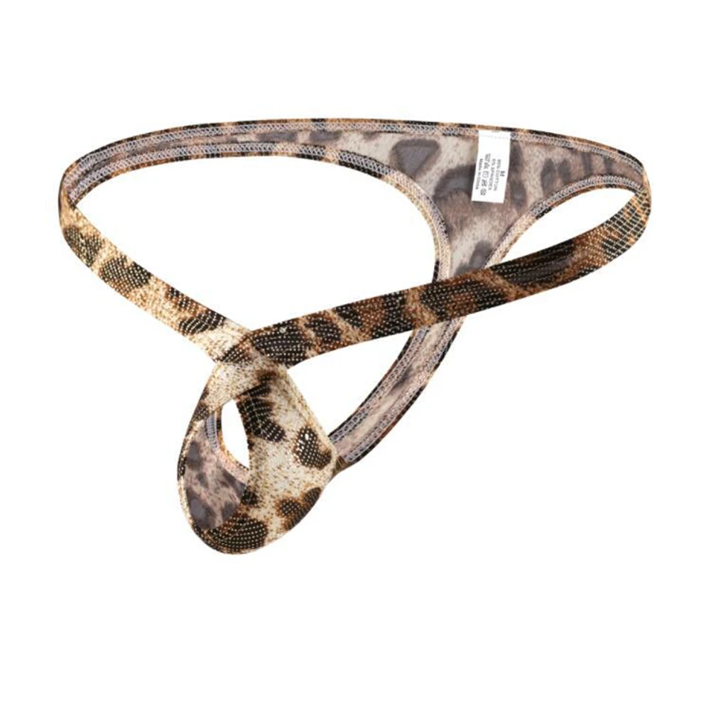 

Мужские сексуальные стринги, нижнее белье с леопардовым принтом, трусы с отверстиями спереди, нижнее белье, трусы, стринги с низкой талией, бандаж