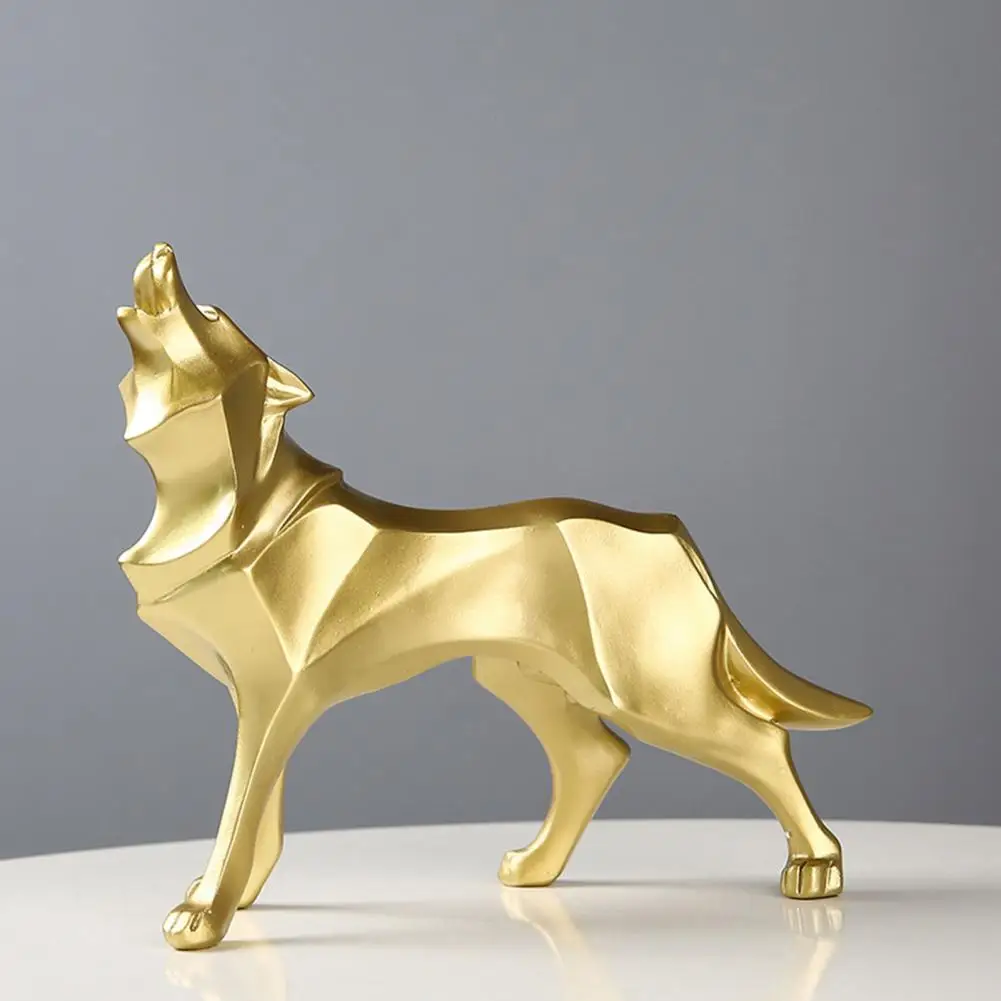 Abstract Statue Geometric Wolf Ornament Abstract Art Statue for Home Office Room Decoration Synthetic Resin Wolf for Desktop