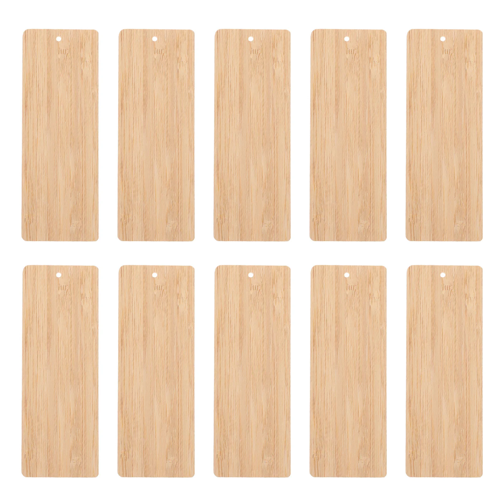 

10 Pcs Decor DIY Bamboo Wood Bookmark Gift Tags Blank Label Ornaments with Holes Child