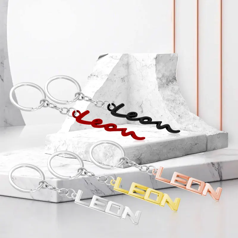 For Seat Leon Logo Zinc Alloy Emblem Metal Car KeyChain Key Chain Keyring Key Ring Badge Letter Decoration Car Styling