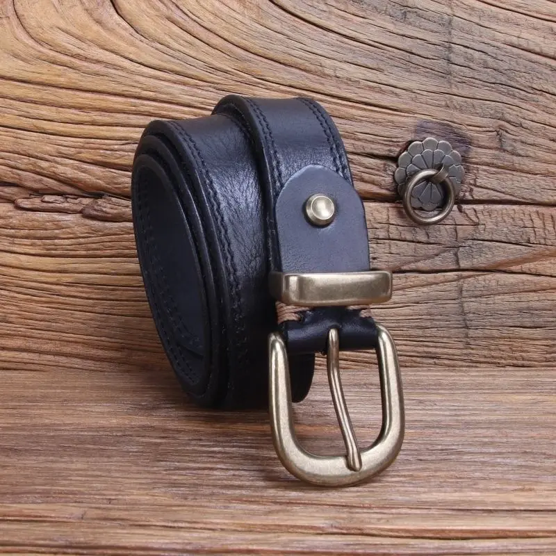 Ceinture en cuir véritable pour femme, cuir de vachette de haute qualité, sangle vintage, ceinture de taille pour femme, environnemental, luxe, cuivre, 2.8cm