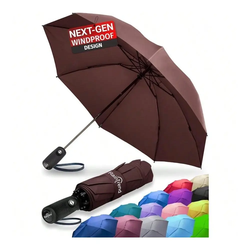 

Windproof Travel Umbrellas Rain Automatic10 Bigger Canopy Strong Frame Compact Folding Portable Women Men Backpack Purse