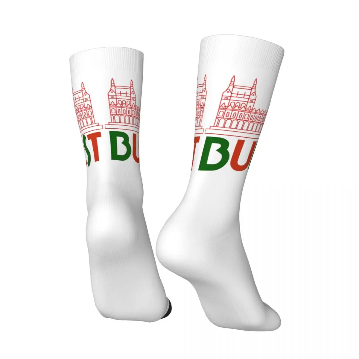 Budapest Hungary Sticker Men's Socks Retro Harajuku Europe Street Style Novelty Casual Crew Sock