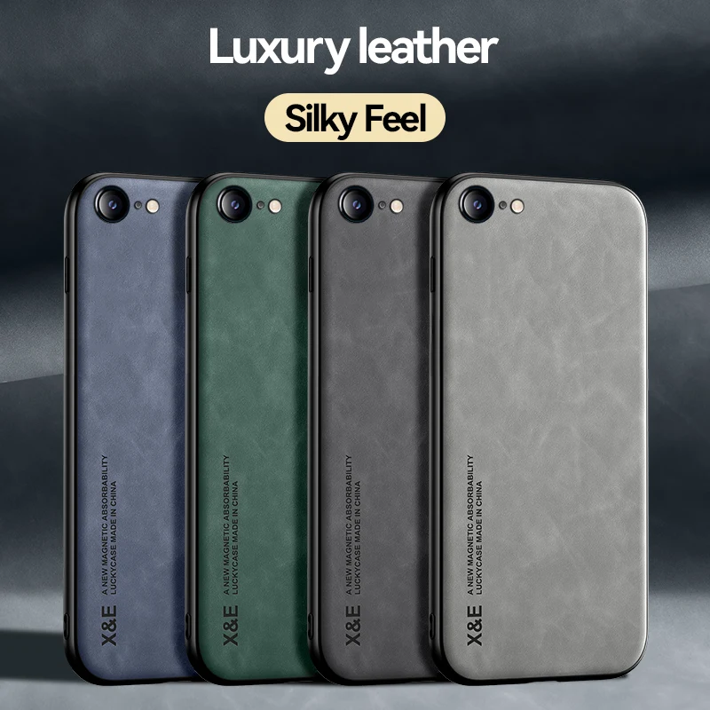 Case For iPhone 7 8 7 Plus 8 Plus X Leather Texture Car Magnetic Holder Cover For iPhone XS XS Max XR SE 2022 2020 Protect Coque