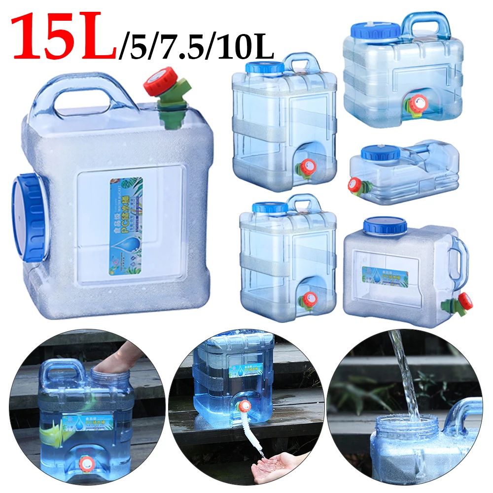 5/7.5/8/10/15L Large Capacity Water Tank Container with Faucet Camping Emergency Water Bucket Barrel for Car Picnic Travel