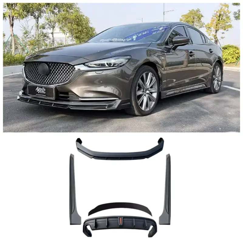 For Mazda 6 Atenza 2020 2021 2022 2023 High Quality ABS Bright Black Bumper Front Lip Rear Diffuser Side Skirt Spoiler Body Kit