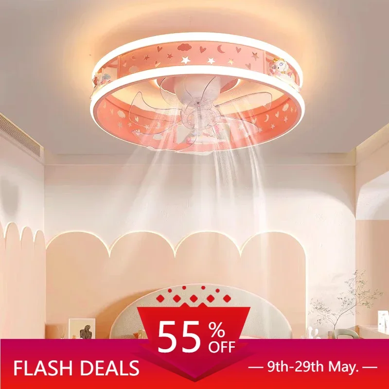 

LED modern bladeless ceiling fan desk lamp children's bedroom with remote control ceiling fan with lighting fixtures ceiling fan