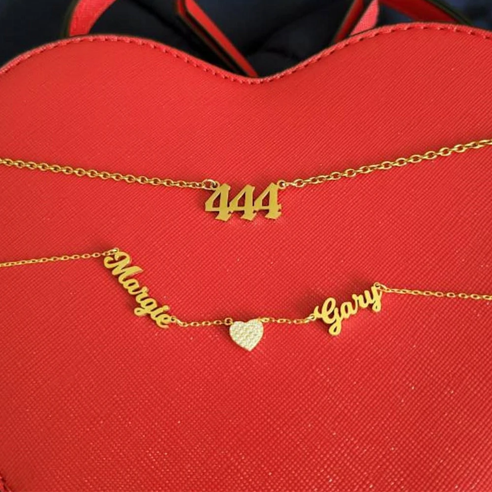 

Multiple Name Heart Necklace Custom Name & Pave Diamond Heart Charm Necklaces Meaningful Gift for Mom Women Christmas Jewelry