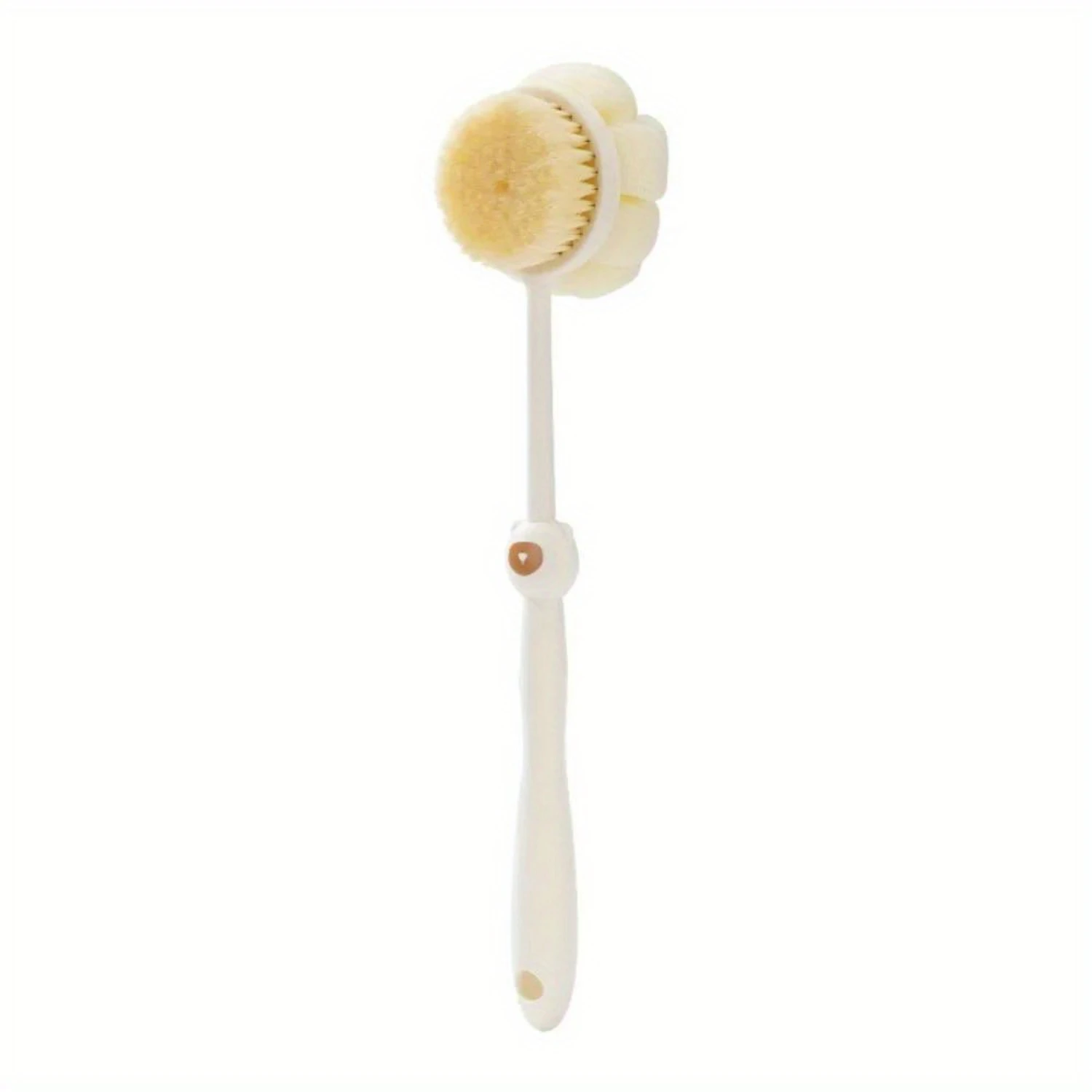 Two-Sided Silicone Shower Body Brush with Long Handle - Unscented, Oil-Free, Manual Exfoliating Bath Brush for Back and Body Mas