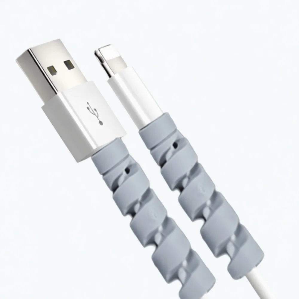 Silicone Cable Winder Protection Spiral Cord Cover Anti Break Data Wire Organizer Charging Cable Sleeve For All Devices