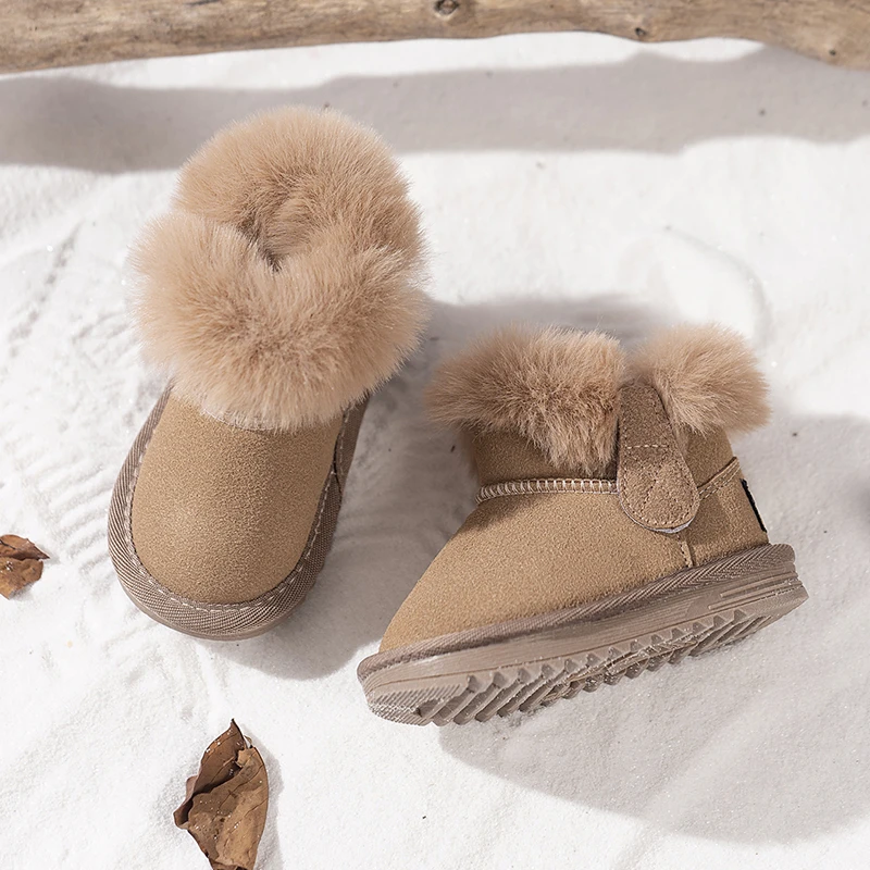 Toddlers Fur Snow Boots Infant Baby Winter Warm Soft Plush Booties Boys Girls Classic Brand Design Slip-on Furry Botas