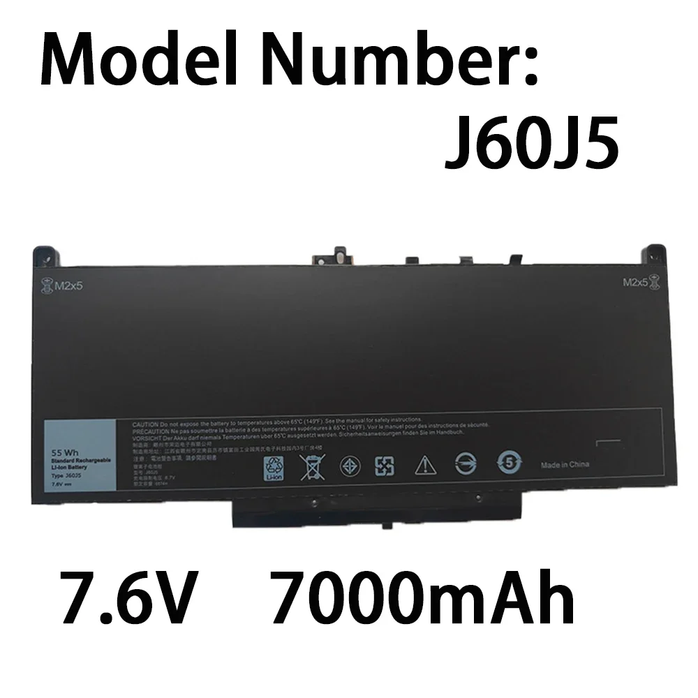 J60J5 7.6V 55WH Batterie D'ordinateur Portable Pour Dell Latitude E7270 E7470 Série R1V85 MC34Y 242WD 1W2Y2 GG4FM WYWJ2 451-BBSX BBSY