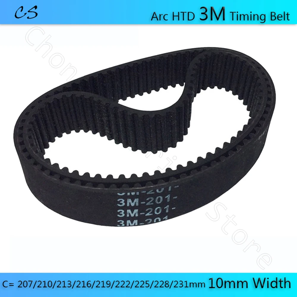 Arc HTD 3M Timing Belt C=207/210/213/216/219/222/225/228/231mm Width 10mm HTD3M Rubber Synchronous Closed-loop Belt Part