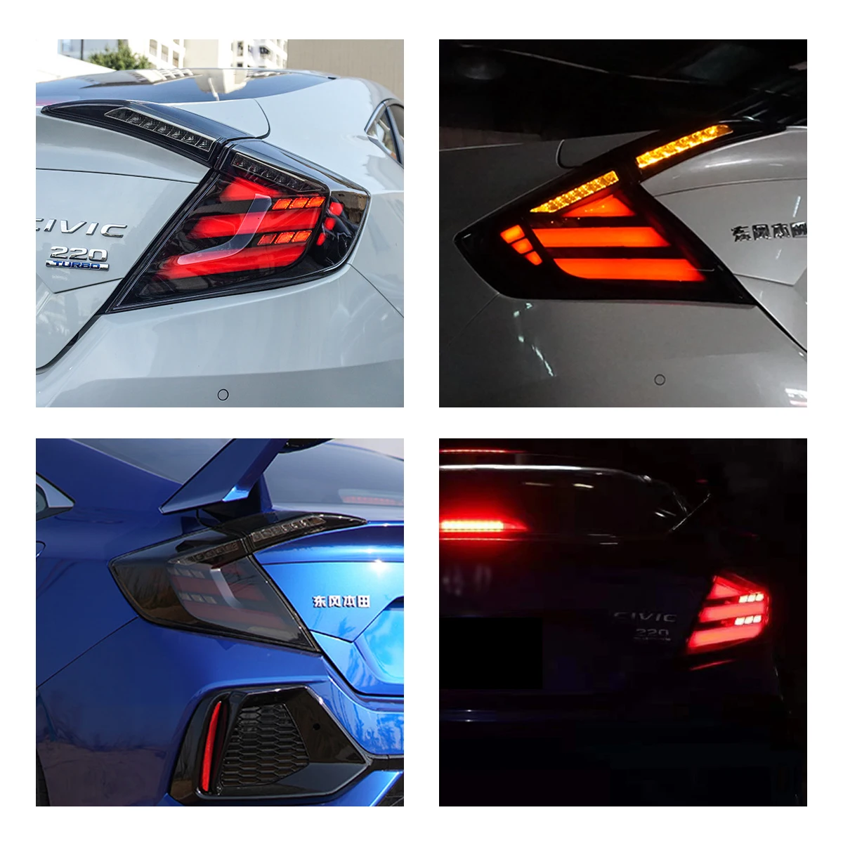 For Honda Civic 10th Gen Rear Tail Lamps Car Accessories LED Lights Tail Light Assembly DRL Sequential Turn Signal Brake Lamp