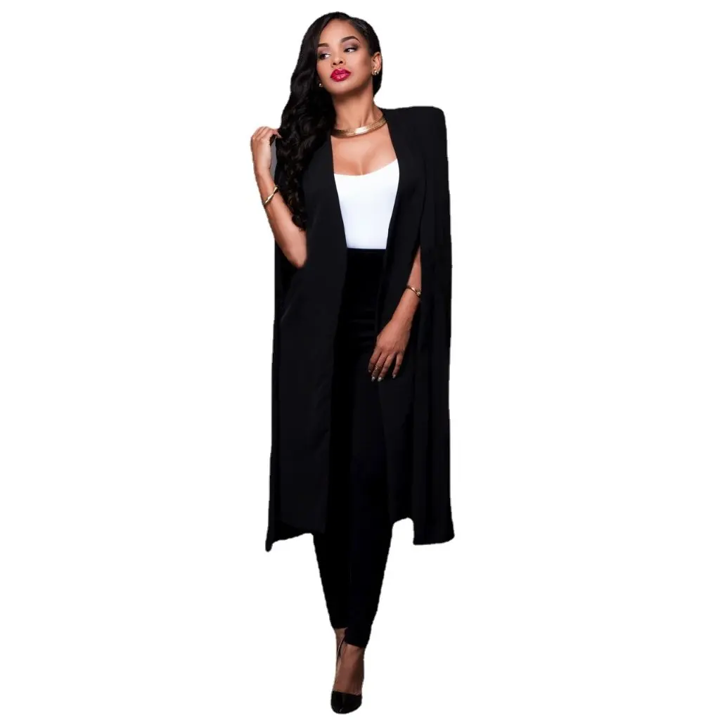 

Women's Long Cloak Jacket W6894 Autumn Solid Color Personalized European American Style Fashion Suit for Women