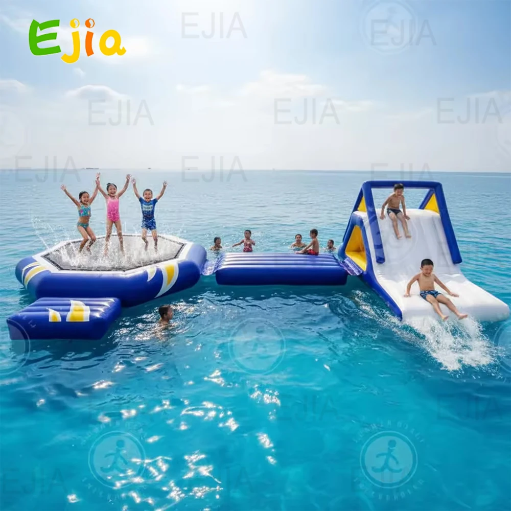 Inflatable Water Slide Games Trampoline Sea Park Eatertainment Inflatable Floating Water Parks With Water Slide For Adult Kids