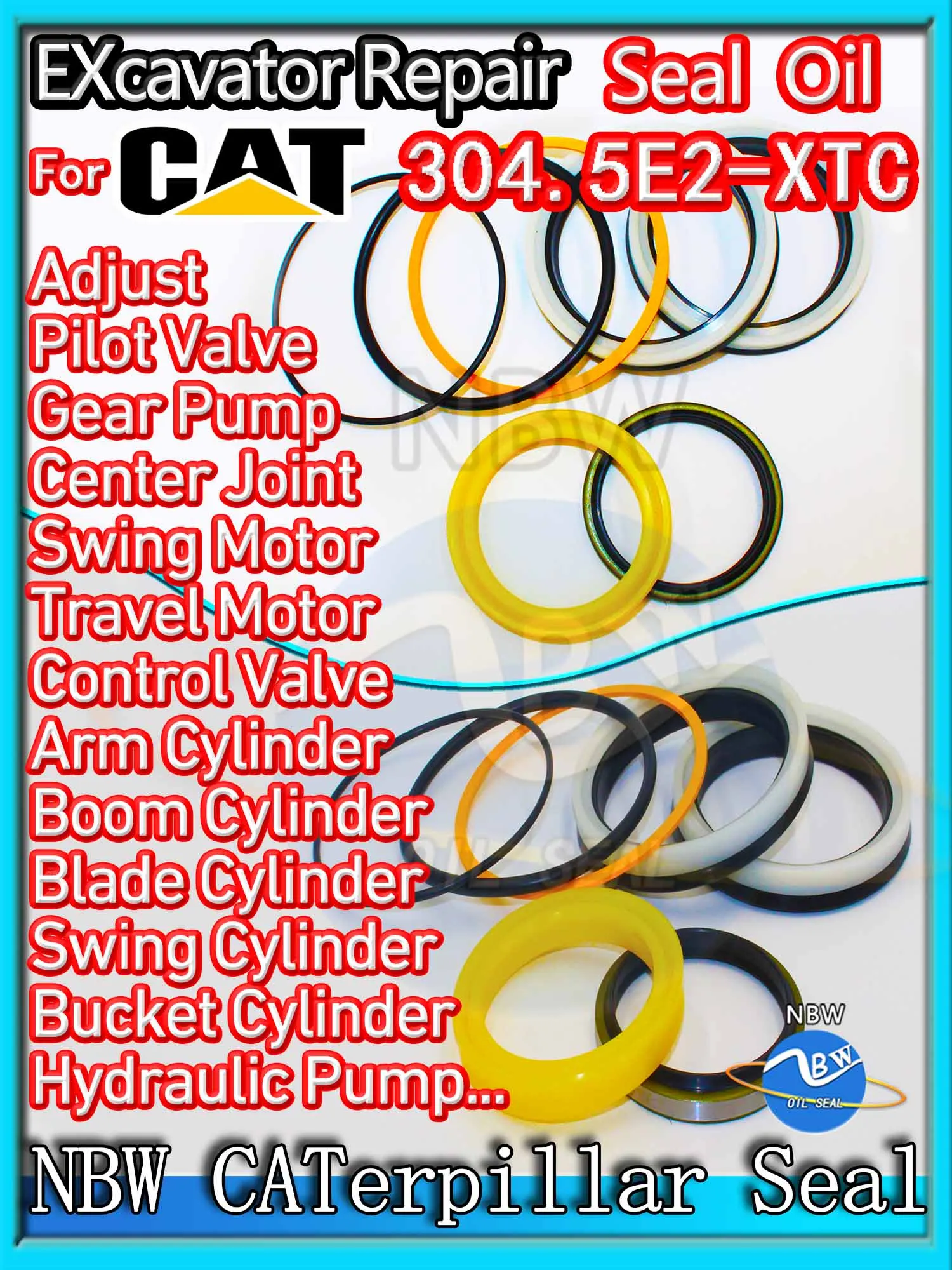 For Caterpillar 304.5E2-XTC Excavator Oil Seal Kit High Quality Repair Cat 304.5E2 XTC Excavating Machinery Maintenance Floating