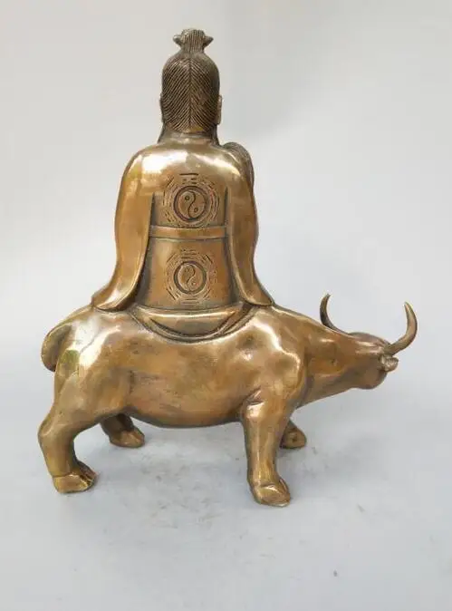 

Copper Statue Chinese pure brass Taoism founder Lao tze to ride cow statue