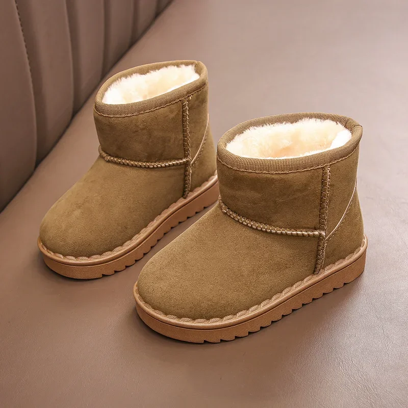 Children's Shoes Snow Boots Winter Ankle Boots, Short Boots Suede Cotton Shoes with Plush Insulation Shoes for Boys and Girls