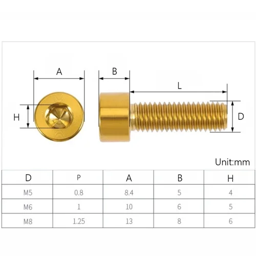 Imagen 2 del producto 1 Uds cabeza hexagonal perno de titanio M5 M6 M8 cabeza de llave Allen colorida tornillos Ti para bicicleta motocicleta coche Drones DIN912