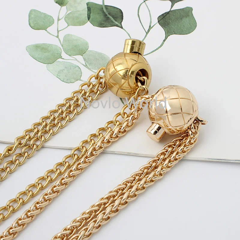 1-5PCS Gold Metal Chains For Handbags Shoulder Purse Gold Beads Round Big Ball Bags Strap Adjustable Chain Hardware Accessories