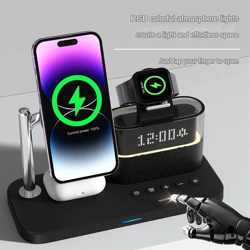 5 in 1 マグネット式ワイヤレス充電スタンドパッド iPhone 16/15/14/13/12、Apple Watch 8/7/6対応 急速充電ドックステーション