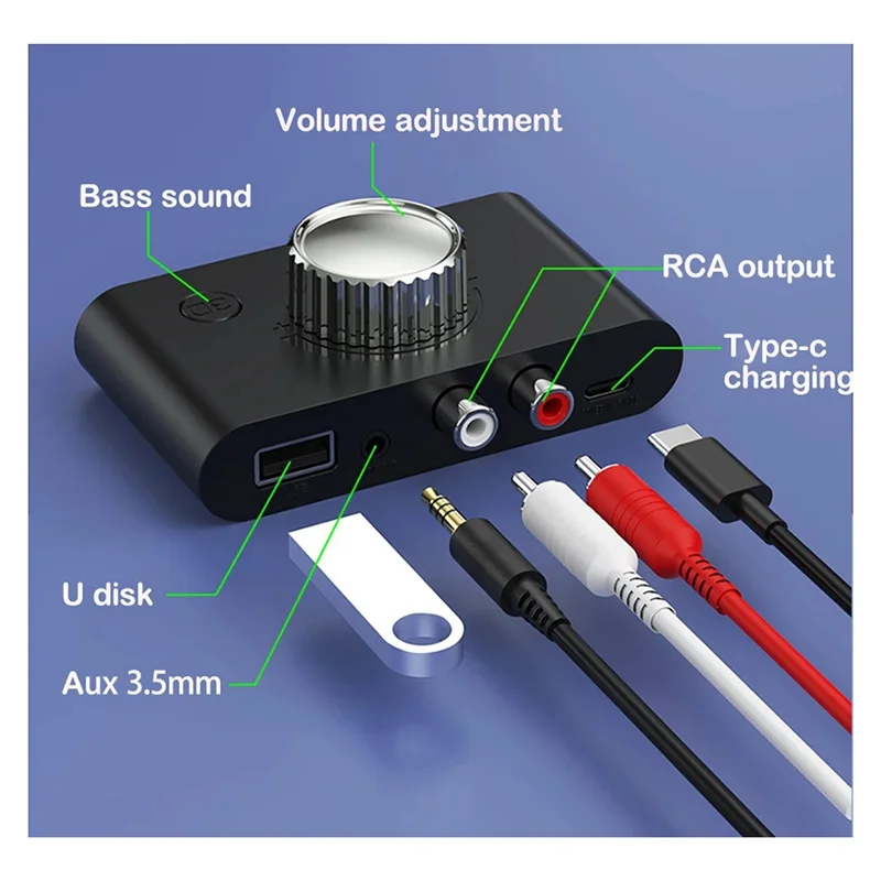 Bluetooth 5.4 3D Stereo Receiver USB Playback Optical Fiber Coaxial Output For Classic Audio Receivers-A09I